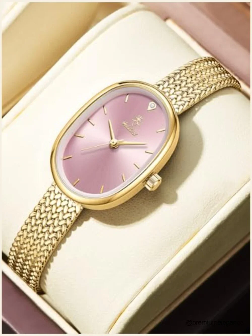 Vintage Oval Gold Wrist Watch for Women, Waterproof Elegant Bracelet Watch,